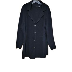 Sarah Spencer Women's Black Cardigan Sweater Size 2X Wool Button Up  Longsleeves